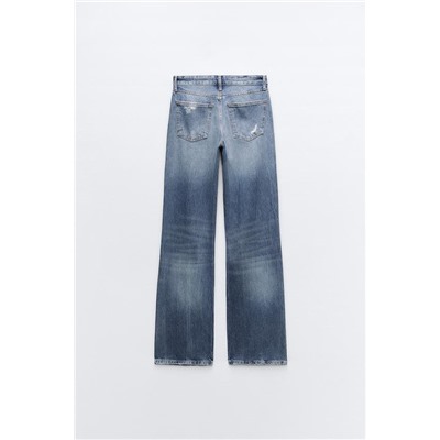 HIGH-RISE RIPPED WIDE-LEG TRF JEANS