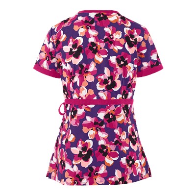 koi Scrubs Wild Flower Mock Wrap Print Top