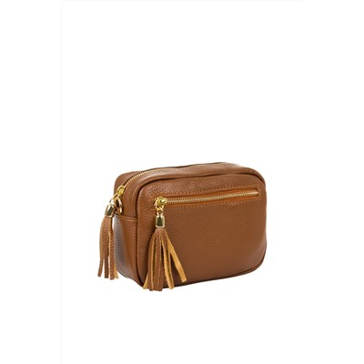 Bandolera de piel Camel