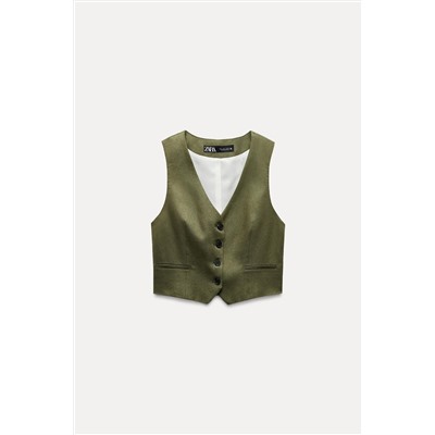 TAILORED LINEN BLEND WAISTCOAT