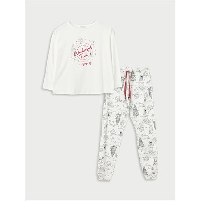 LC Waikiki Bisiklet Yaka Baskılı Uzun Kollu Kadın Pijama Takımı, LCW DREAM                                            
                                            Bisiklet Yaka Baskılı Uzun Kollu Kadın Pijama Takımı