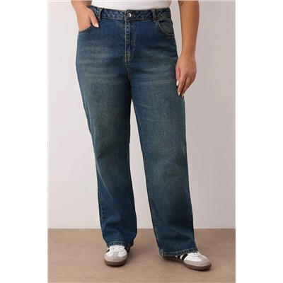 Mavi Yüksek Bel Straight Fit Denim Büyük Beden Jeans TBBSS24CJ00051