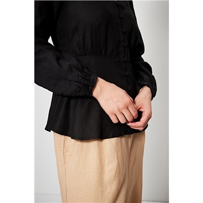 Camisa de lino Negro