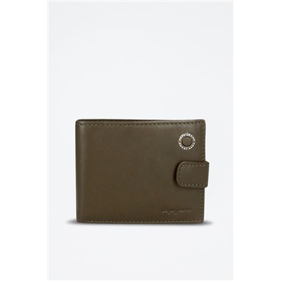 Cartera piel Badge Caqui