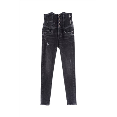 Vaquero skinny fit de tiro alto Negro