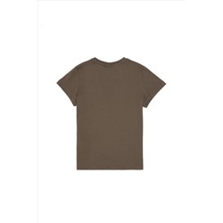 Erkek Çocuk Vizon Basic Bisiklet Yaka Tişört