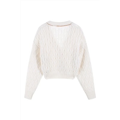 Cárdigan de lana, mohair y alpaca Blanco