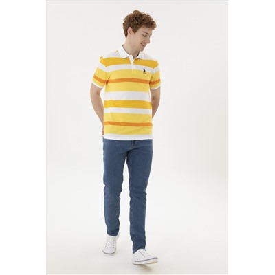 Erkek Regular Fit Polo Yaka Safran Tişört