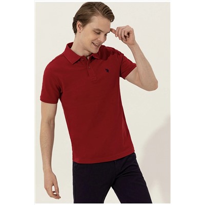U.S. Polo Assn. Bordo Polo Yaka Erkek Cepsiz Basic T-shirt GTP.041.IY.022