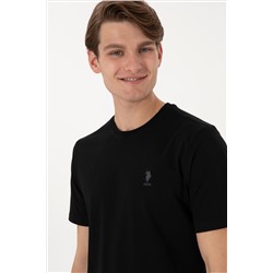 Erkek Regular Fit Bisiklet Yaka Siyah Tişört