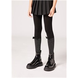 Strumpfhose im Overknee-Stil mit Glitzer und Schleife für Mädchen