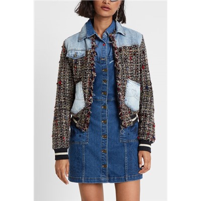 Cazadora bomber tweed y denim