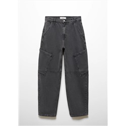 Jeans slouchy cargo tiro medio