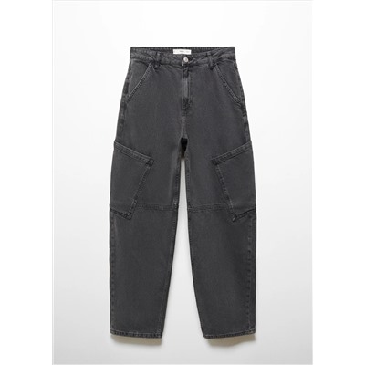 Jeans slouchy cargo tiro medio