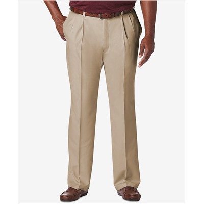 Haggar Men's Big & Tall Cool 18 PRO Classic-Fit Expandable Waist Pleated Stretch Dress Pants
