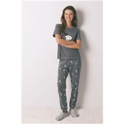 Pijama largo manga corta 100% algodón Snoopy