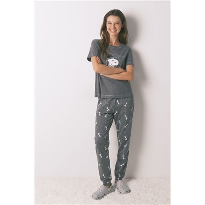 Pijama largo manga corta 100% algodón Snoopy