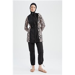 Defacto Regular Fit Leopar Desenli Fermuarlı 4'lü bBurkini X3385AZ22HS