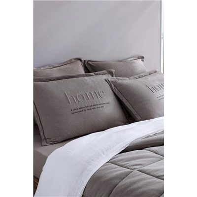 Bobigny Çift Kişilik Pamuklu SuperSoft Comforter Set - Antrasit