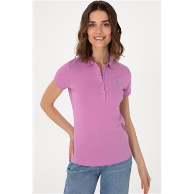 Kadın Fuşya Basic Polo Yaka Tişört