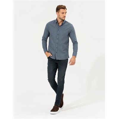 Koyu Mavi Regular Fit Uzun Kollu Gömlek