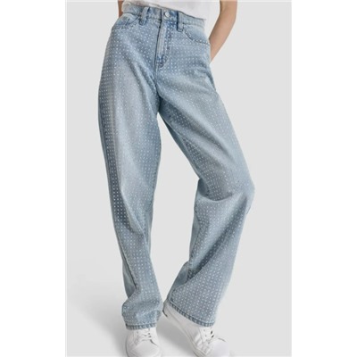Rhinestone Studded High Waist Jeans