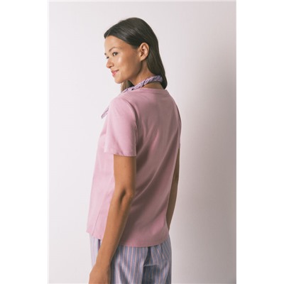 Camiseta manga corta algodón perchado rosa