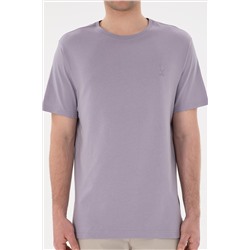 Erkek Regular Fit Bisiklet Yaka Gri Basic Tişört