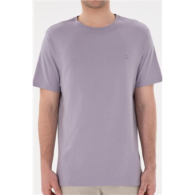 Erkek Regular Fit Bisiklet Yaka Gri Basic Tişört