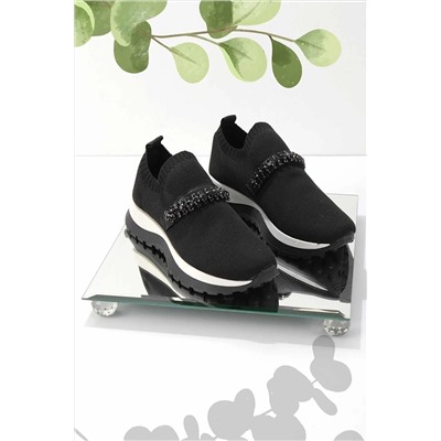 Bambi Siyah Triko Kadın Sneaker K01673050882