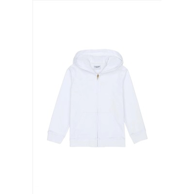 Kız Çocuk Beyaz Kapüşonlu Sweatshirt