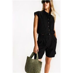 Cotton-linen Bermuda shorts