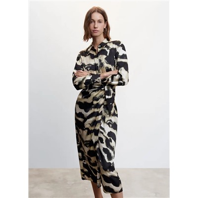 Vestido satinado estampado  -  Mujer | MANGO OUTLET España