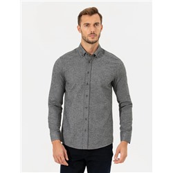 Gri Slim Fit Uzun Kollu Gömlek