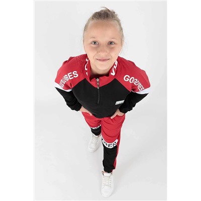 AHENGİM Kids Kız Çocuk Good Vibe Baskılı Trend Eşofman Takımı Ak2238 1-2-10001013