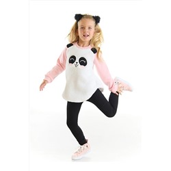 Denokids Peluş Panda Kız Çocuk Sweatshirt Tayt Takım CFF-22K1-015
