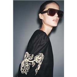 ZW COLLECTION EMBROIDERED LINEN BLEND TOP