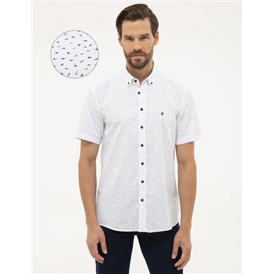 Lacivert Regular Fit Kısa Kollu Gömlek