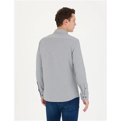 Haki Slim Fit Uzun Kollu Gömlek