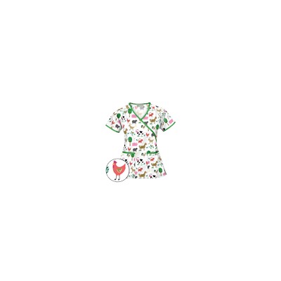 UA On The Farm White Mock Wrap Print Scrub Top