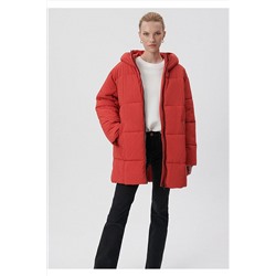 MaviKapitone Kapüşonlu Kırmızı Şişme Mont Loose Fit / Bol Rahat Kesim 1110218-70403