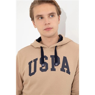 Erkek Camel Kapüşonlu Basic Sweatshirt