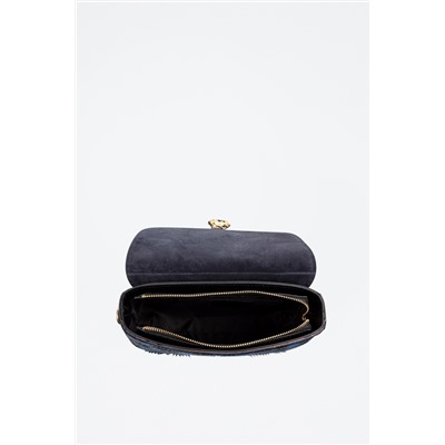Bandolera de piel Anoia Negro, naranja y azul