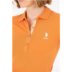 Kadın Kiremit Basic Polo Yaka Tişört