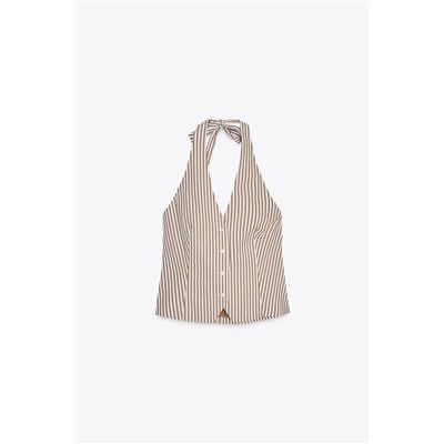 TOP CHALECO HALTER RAYAS