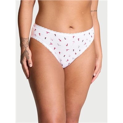 Lace-Trim Cotton High-Leg Brief Panty