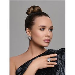 Серьги женские из серебра родированные - Цветок 925 пробы С50101