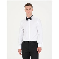 Beyaz Slim Fit Smokin Gömlek