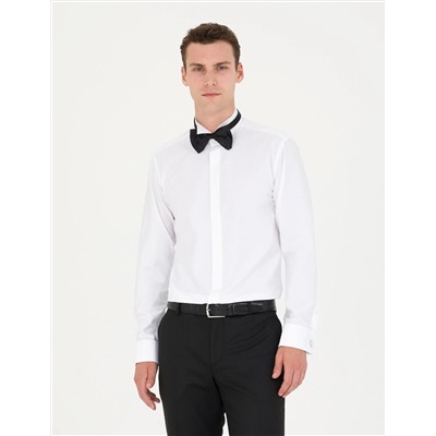 Beyaz Slim Fit Smokin Gömlek