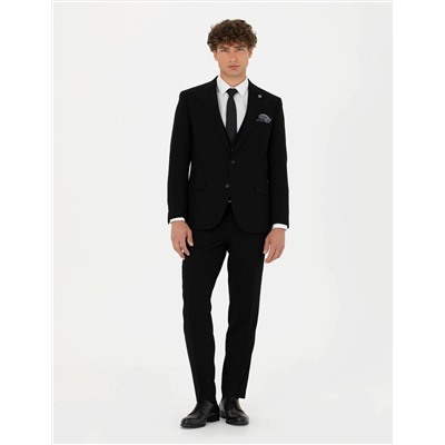 Yelekli Siyah Ekstra Slim Fit Takım Elbise